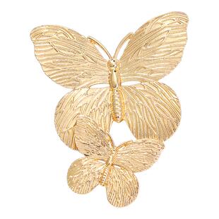 欧美风气质金色浮雕蝴蝶胸针高级感简约精致胸花别针西装外套配饰