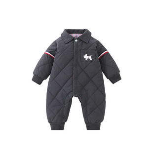 溯格男宝宝新款帅气夹棉连体衣加绒爬服A类婴儿过年衣服66-100码