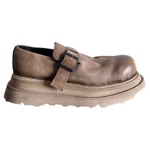 【烁掌柜】小众设计高端轻奢手工真皮女鞋头层水洗牛皮厚底勃肯鞋