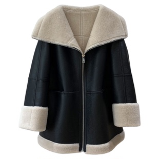 特价西海岸美利奴纯羊毛皮毛一体皮草外套女冬季新款羊羔毛年轻款