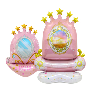 女孩生日派对拍照道具玩具汽球立体站立梦幻马车宝镜卡通ins气球