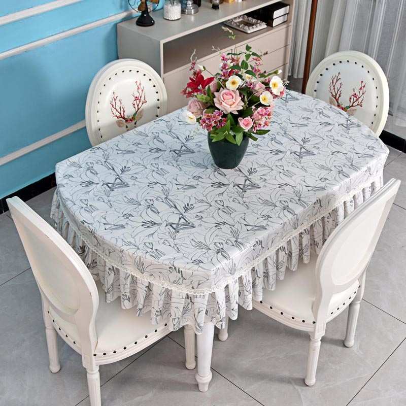 田园餐桌台布2024新款高档椭圆形茶几套罩梳妆台桌布高级防水防油