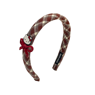 新年红女童KT猫格纹防滑发箍