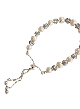 简约抽拉手链锆石ins风陶泥钻球