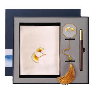 苏绣真丝手帕手工双面刺绣书签笔礼盒高档中国风商务伴手礼送老外