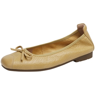 商场同款百田森超软羊皮不累脚鞋单鞋女2025新款配裙子芭蕾鞋平底