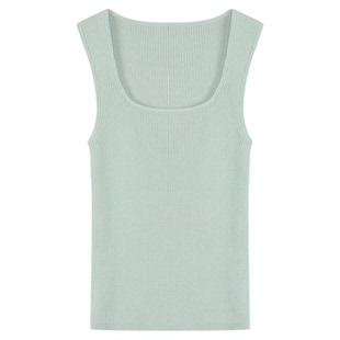 NEVA HU 百搭BI入！方领吊带背心女夏外穿修身基础款针织无袖上衣