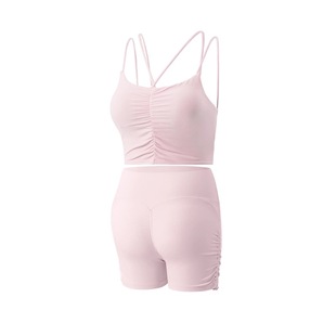YSH/云柔抽褶套装 含胸垫美背吊带高腰抽绳短裤云感普拉提瑜伽服