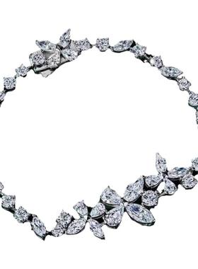 莫桑石优雅气质花朵蝴蝶项链手链