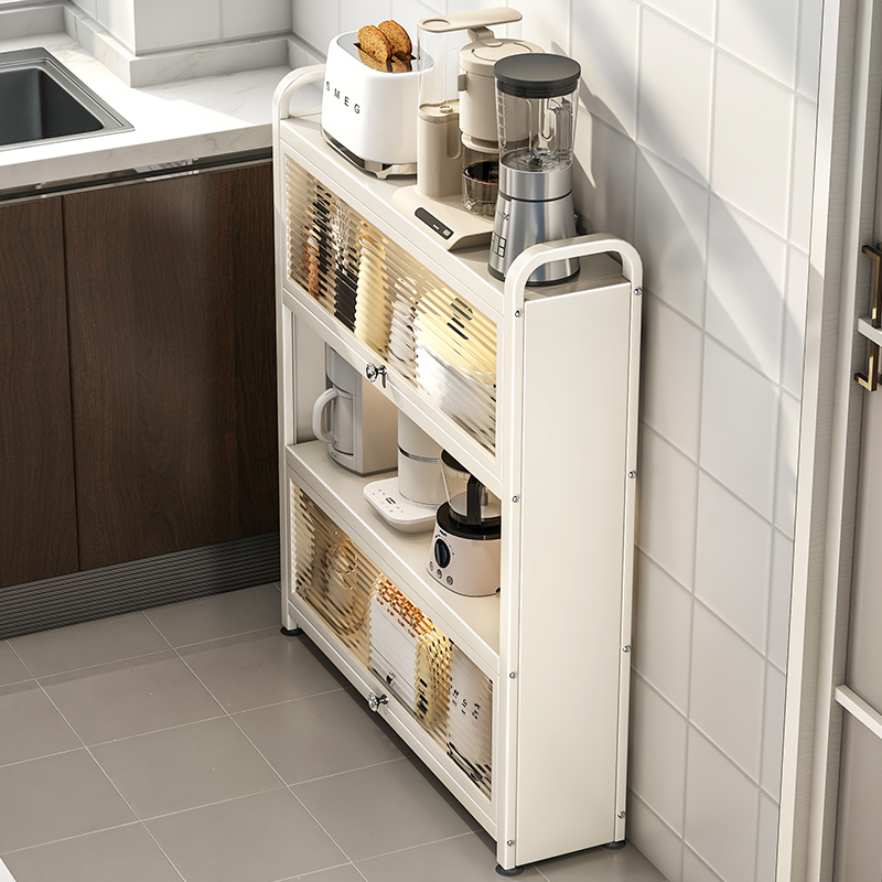 厨房置物架落地多层超薄墙边小窄柜带门极窄储物收纳靠墙侧边薄柜
