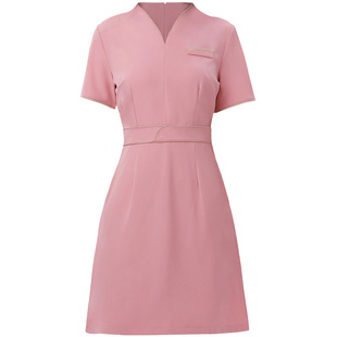 新款美容师工作服连衣裙美容院前台工装职业女裙套装秋冬技师服装