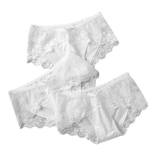 蝶安芬女内裤白色性感蕾丝透明100%纯棉全棉裆夏低腰火辣诱惑三角