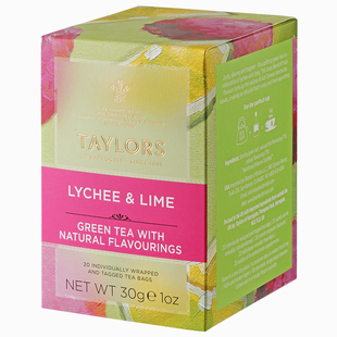 taylors荔枝青柠绿茶英国进口泰勒水果味冷泡正品约克夏20包