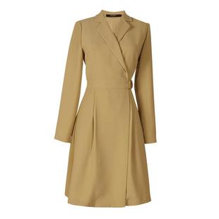 罗衣知性西装款肌理感连衣裙女春季职场OL风修身系带A字裙04909