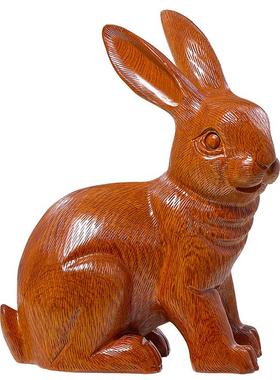 创意桌面黄花梨木雕可爱