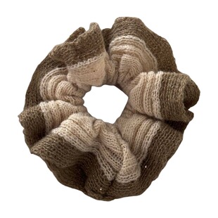 韩国简约针织拼色大肠发圈超大号双层头圈丸子头发绳甜美马尾发饰