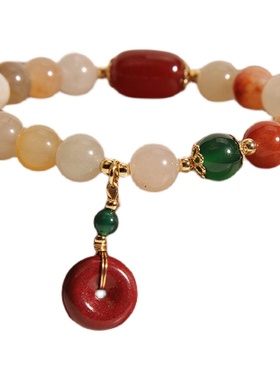 金丝玉小众设计平安扣水晶手链