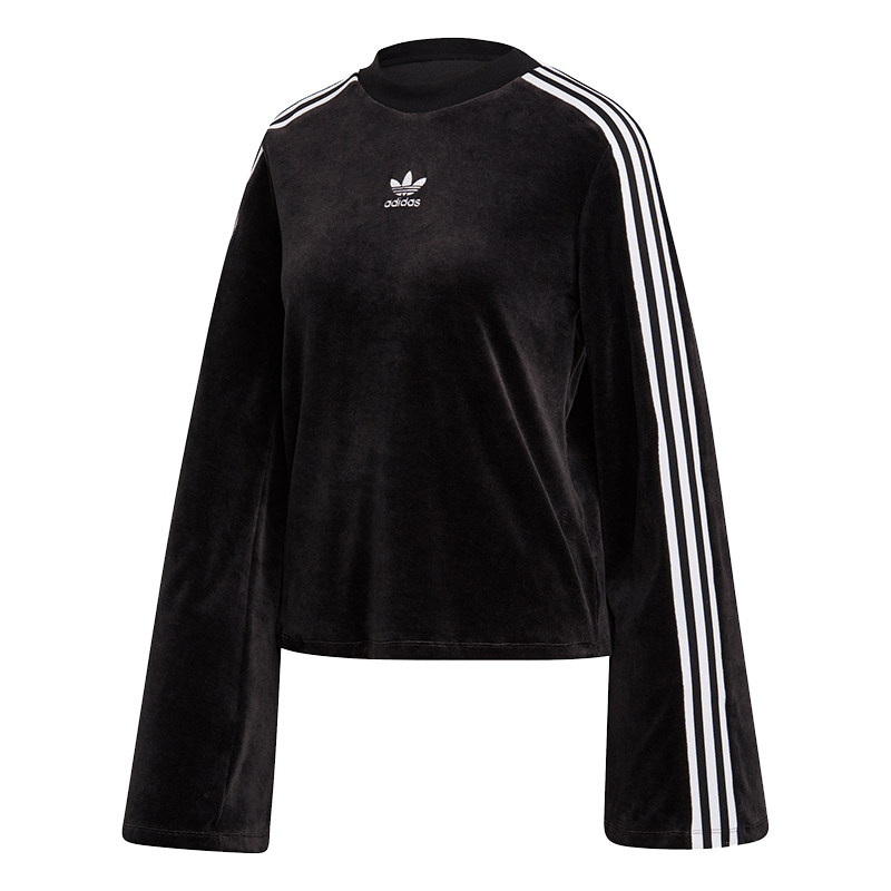 Adidas/阿迪达斯正品三叶草女子短毛丝绒喇叭袖卫衣 ED4752