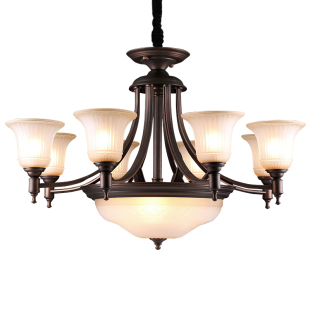 美式吊灯客厅灯复古大气餐厅灯乡村别墅灯卧室灯中古风防尘包安装