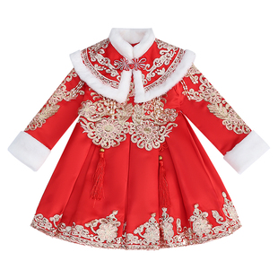 汉服女童冬装中国风2025新款儿童唐装女宝拜年服新年古装过年衣服