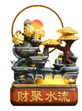 带流水带雾化器加湿假山造景摆件