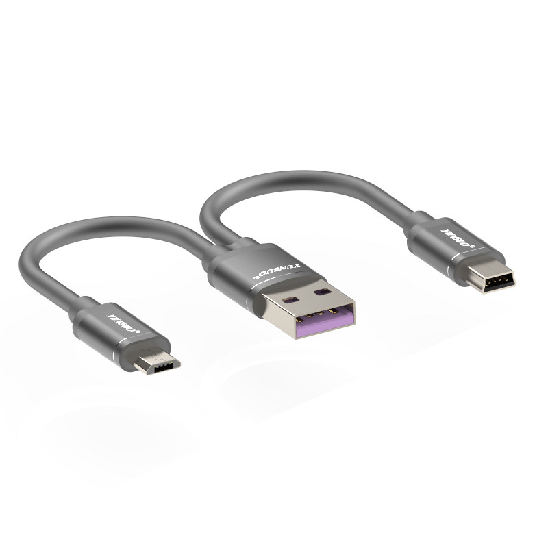 USB一分二转Micro安卓TypeCMINI5P两用10厘米充电线供电线连接线