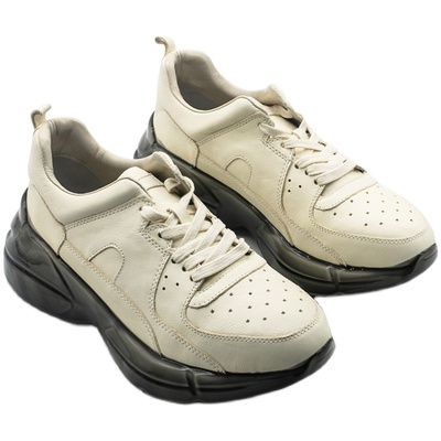 欧洲站复古风厚底真皮松糕鞋