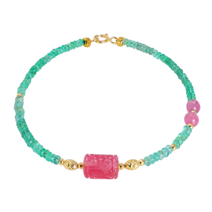 若华珠宝迎芙 赞比亚祖母绿手链女18K金碧玺手串彩宝首饰礼物定制