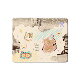 鼠标垫卡通画报小号便携办公学习硬质滑鼠垫电竞游戏蚕丝纹防滑垫