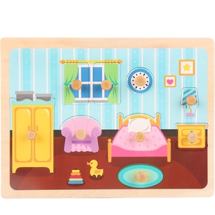 宝宝幼儿童木钉手抓板早教益智力玩具形状认知 0-3-6岁 木质拼图