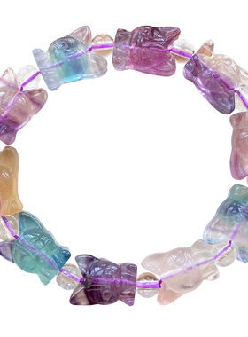 雕刻一物一证单圈萤石手串情侣