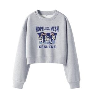 真维斯灰色加绒卫衣女秋冬季2026新款加厚小个子短款美式圆领外套