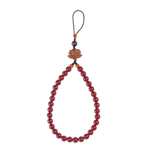 朱砂手机链挂件男女精致桃木莲花防丢手腕手机壳挂绳挂饰吊坠串珠