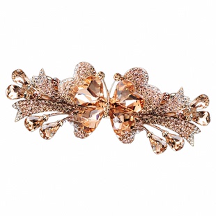 蝴蝶发夹高端发卡后脑勺头饰韩国水钻弹簧夹女头花带网兜妈妈发饰