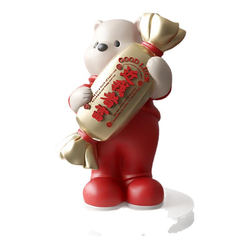 红色创意卡通客厅摆件乔迁结婚礼物玄关酒柜组合新年过年装饰布置