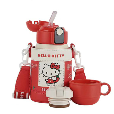 杯具熊温度显示儿童保温杯带吸管