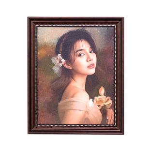油画手绘定制画像真人照片肖像人像宠物客厅挂画婚纱照情侣装饰画