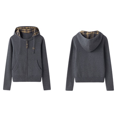 东京岁时记灰色拉链针织开衫外套