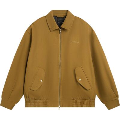 李宁宽松翻领女刺绣休闲夹克