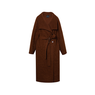 TOP家 多领型大衣 法式复古简约 荡领双面羊毛呢苏力大衣外套