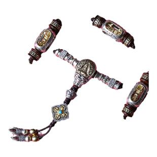 纯银108文玩配饰套餐藏式佛珠手串套装万向轴三通星月菩提百香籽