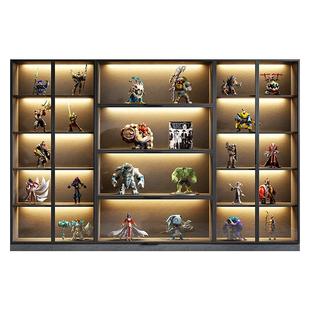 手办乐高展示柜模型玩具透明收纳柜防尘玻璃门家用陈列柜定制实木