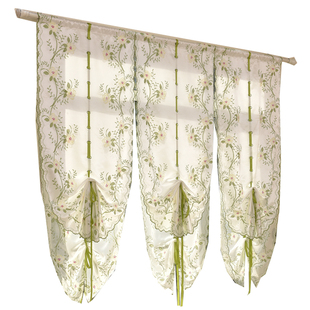 田园牡丹气球帘提拉帘刺绣成品窗纱罗马帘客厅卧室飘窗门帘包邮