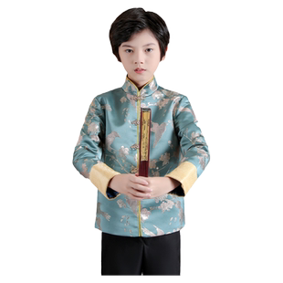 儿童唐装汉服秋款小男孩中国风童装外套男童古装演出服国学服套装