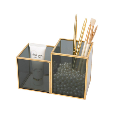 北欧轻奢玻璃化妆刷收纳桶