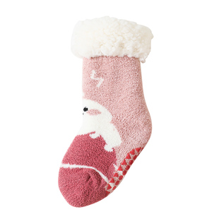 婴儿袜子冬季加绒加厚保暖新生儿童圣诞袜防滑冬天款宝宝地板鞋袜