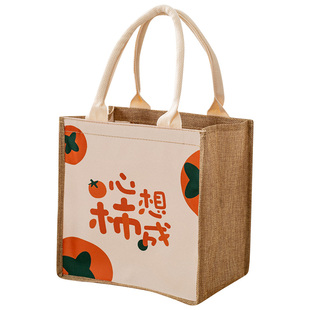 日系帆布包拉链饭盒袋手提袋可爱百搭手拎包上班族手提环保购物袋