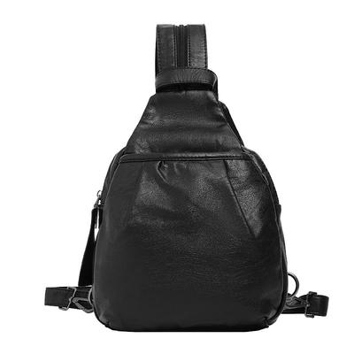 多袋防盗真皮双肩包两用胸包女