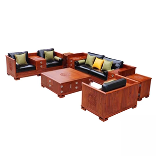 新中式刺猬紫檀实木沙发缅花大果紫檀京瓷苏梨大客厅花好月圆沙发