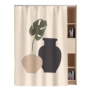 无门鞋柜遮挡帘杂物遮丑帘子柜子书架货架拉帘橱柜防尘布帘滑轨式